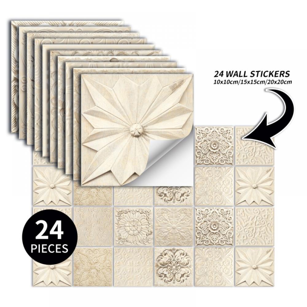 Self-Adhesive Peel and Stick Tile Wall Stickers 24 Pcs 8x8 inches ...