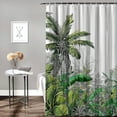 thumbnail image 2 of Orinice Tropical Leaves Shower Curtain Green Plant Palm Banana Leaf Monstera Jungle Summer Fabric Bathroom Curtain with Hooks 60x72, 2 of 7