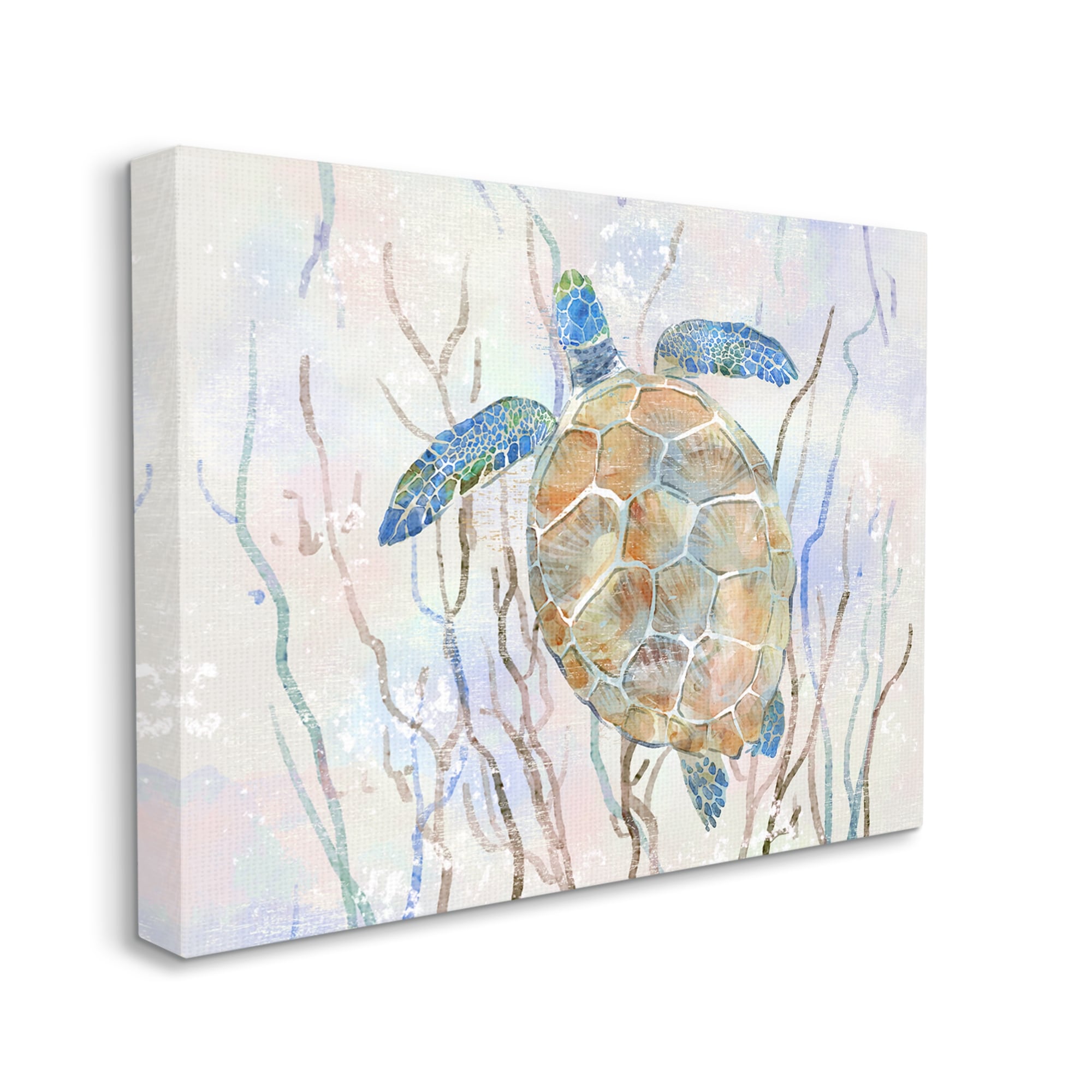 Stupell Industries Contemporary Ocean Sea Turtle Abstract Kelp Sea Life, 30 x 24,Design by Ziwei Li