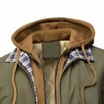 thumbnail image 6 of Zedker Fleece Jacket for Men Splicing Plaid Zip Up Coat Hooded Fake Two-Piece Jackets Quilted Lined Casual Outwear with Pockets Green XL, 6 of 6