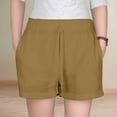 thumbnail image 2 of Girls'shorts Kids Teen Girls Summer Solid Linen Shorts Toddler Thin Breathable Elastic Waist Beach Casual Shorts Baby Shorts Coffee 5 Years-6 Years, 2 of 7