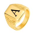 thumbnail image 1 of Anillos con iniciales de Color dorado para hombre, joyería de acero inoxidable con letras personalizadas, A-Z, sello para el dedo meñique, regalo personalizado, 1 of 4