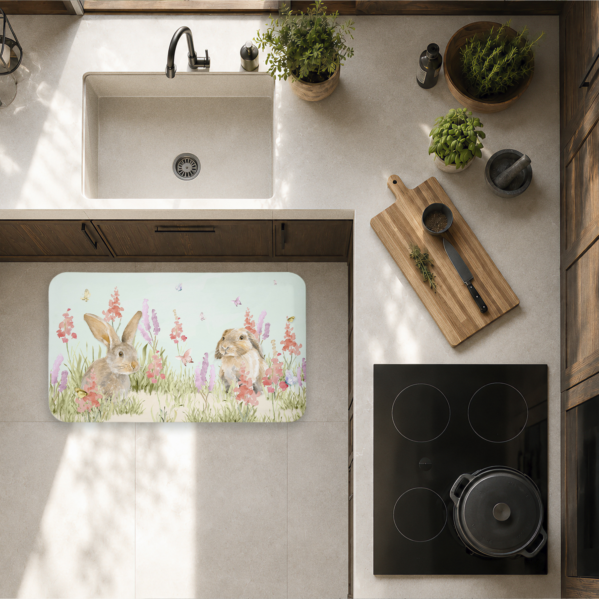 Stupell Industries Sweet Bunnies In Meadow Printed Anti-Fatigue Floor Mat, design by Lanie Loreth