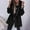 Black(New), variant on PNTUTB Women's Fashion Solid Color Full Zip Long Sleeve Hooded Drawstring Waist Casual Coat with Pocket