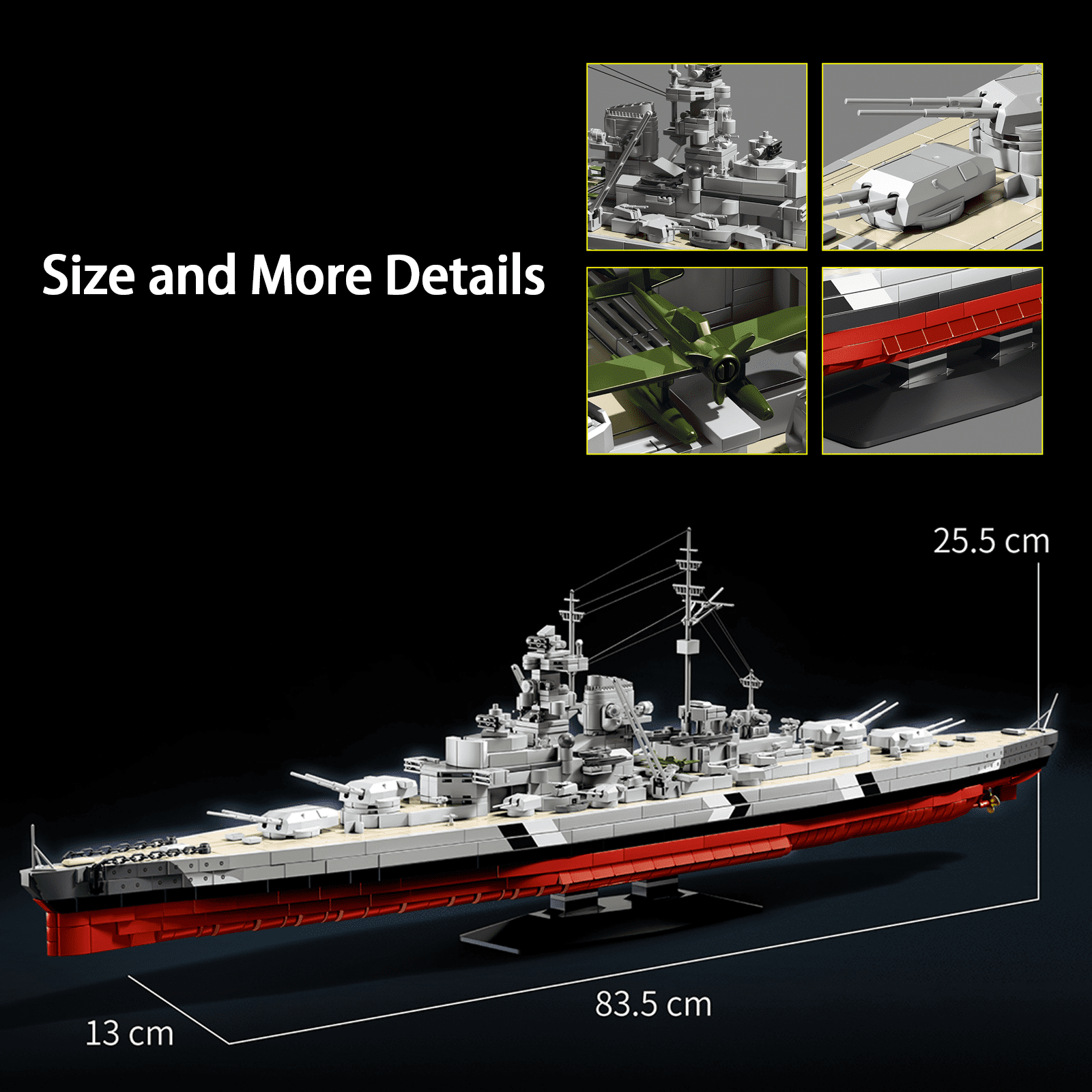 muuchuuBismarck Battleship Building Set for Adults, 1:300 Warship Model Building Kit, Realistic WW2 German Military Battleship Building Toy, Perfect Boys Girls Gifts & Collector Display (2686 PCS)