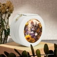 thumbnail image 6 of Fuzoiu Cute Cat Sunflower Print Portable Jewelry Box,Round Mini Leather Travel Jewelry Case,Small Travel Jewelry Organizer,Jewelry Holder for Ring Necklace Earring for Women Girls-White, 6 of 7