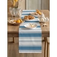 thumbnail image 3 of Ocean Blue White Stripe Table Runner, Modern Abstract Sea Blue Striped Cotton Linen Kitchen Table Decoration Washable Dining Tabletop Runners for Home Party Decor 13x36 Inches, 3 of 9