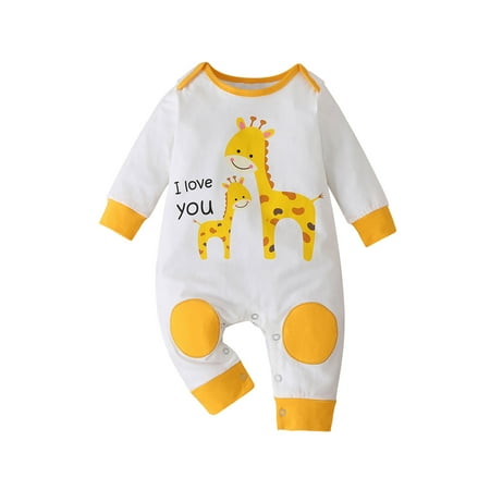 

Vikakiooze Newborn Infant Baby Boys Girls Cartoon Animal Print Letter Patch Romper Jumpsuit
