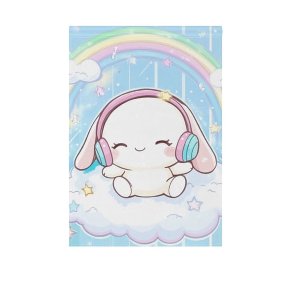 Cinnamoroll Sit on Cloud Wear Headphone Garden Flag 12X18 Double Sided Yard Flags for Outside Outdoor All Seasonal Decoration