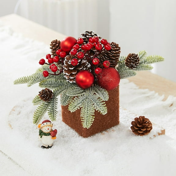 Mini Christmas Tree, Desktop Christmas Tree, 25cm Small Tabletop Christmas Tree with String Lights, Realistic PVC, Pre-Assembled, Stable Base, Festive Holiday Decoration for Home Office Bedroom