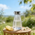 thumbnail image 2 of Pc Plastic Pitcher with Steel Lid and Strainer Hammered Texture Cold Water Jug 1.0L for Iced Tea Juice, 2 of 7