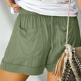 thumbnail image 6 of Summer Shorts for Women Elastic Waist Drawstring Wide Leg Shorts Solid Casual Loose Lounge Pants with Pockets, 6 of 6