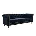 thumbnail image 2 of Elegant Chesterfield Velvet Sofa - 84.65" 3-Seater Couch for Living Room, Black, Plush Fabric, High-Density Foam, Solid Wood Frame, Gold Trim, Mid-Century Modern Style, 2 of 10