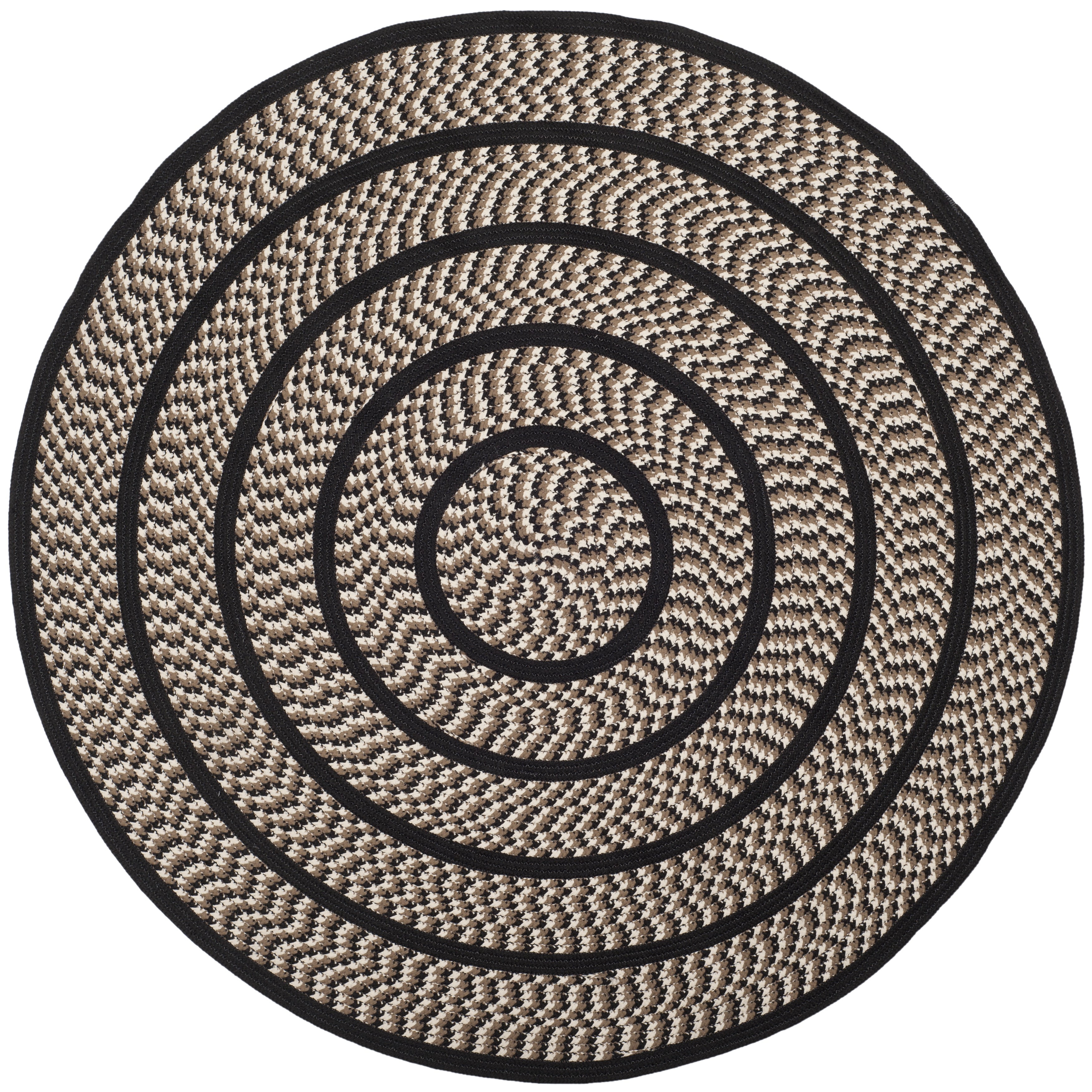 SAFAVIEH Braided Tanisha Bordered Reversible Area Rug, Ivory/Black, 8' x 8' Round
