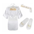 thumbnail image 2 of Glitter Gold- Bride Satin, Short Bride Robe Slippers, Peignoir, 2 of 3