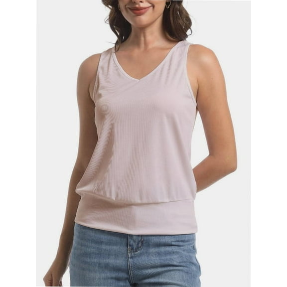 Women's Summer V Neck Tank Top Basic Sleeveless Casual Fit Shirts