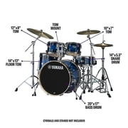 Yamaha Stage Custom Birch Shell Pack with Bass Drum, Blue Sunburst, 5 Pieces