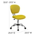 thumbnail image 3 of Pemberly Row Contemporary Mid-Back Mesh Office Swivel Chair in Yellow, 3 of 6