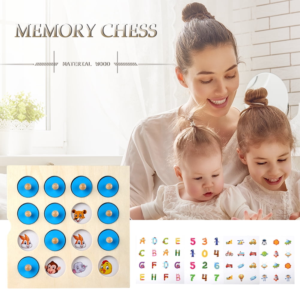 Wooden Memory Chess Puzzle Game Montessori Toy for Kids early education 