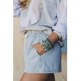 thumbnail image 3 of Women's Sky Blue Stripe Denim Shorts – Casual High Waist Drawstring for Summer Outings, XL, 3 of 7