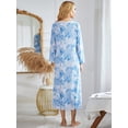 thumbnail image 6 of Nightgowns for Women Deep V Neck Comfy Sleepwear Loungewear,Floral Print House Dresses Long Sleeve Sleep Dress Nightshirt Sleepwear,Full -Length Asymmetric Plus Size Pajama Dress,S-2XL Moon Stary, 6 of 7