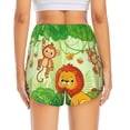 thumbnail image 4 of Xecao's African Animals in the Jungle for a double-layer running short for women, perfect for gym, tennis, and more, featuring a convenient pocket., 4 of 9