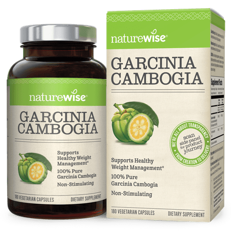 NatureWise Garcinia Cambogia ExtraCt, HCA Appetite Suppressant and Weight Loss Supplement, 500 mg, 180