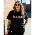 thumbnail image 3 of Women's Graphic T-Shirt Black L Women's Tops MAMA Crew Neck Short Sleeve Shirts for Women, 3 of 3