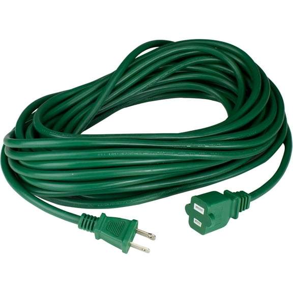 40' Green 2-Prong Outdoor Extension Power Cord with End Connector