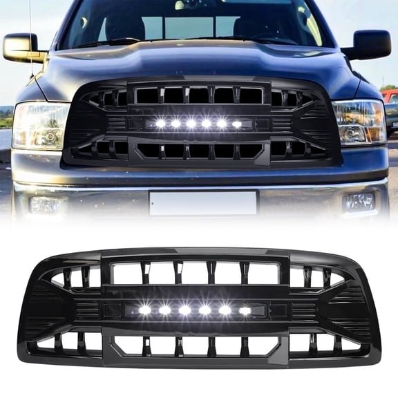 AMERICAN MODIFIED Armor Grille for 2009-2012 Dodge Ram 1500, Glossy Black
