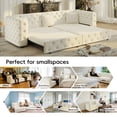 thumbnail image 6 of LLappuil Pull Out Sofa Bed King Size, 89" Chesterfield Sofa Couch Convertible Sofa Bed, Velvet Loveseat Sofa with Tufted Design for Living Room White, 6 of 11