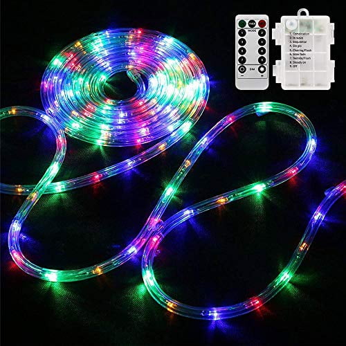 Bebrant Led Rope Lights Battery Operated String 40ft 120 Leds 8 Modes Outdoor Waterproof Fairy Dimmable Timer With Remote For Camping Party Garden Holiday Decoration Multi Color 2 Pack Com Bebrant Led Rope Lights Battery, Outdoor Battery Operated String Lights