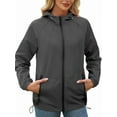thumbnail image 1 of Chaqueta Impermeable para Mujer, Cortavientos, Impermeable, con Capucha, Plegable y Bolsillos. Gris Oscuro M, 1 of 9
