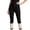 Black, variant on QURATI Women's Light Wash Denim with Lace Cuffs | Slim Fit Cropped Jeans Womens Bottoms Black L