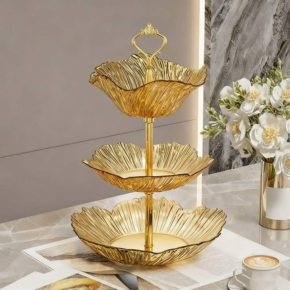 Fruit Plate Serving Platters Snack,Tea Party Decorations of 3 Tier Plastic Cupcake Stand Dessert Plates Cake Fruit Candy Display Tower for Decor Entertaining Birthday Home Wedding