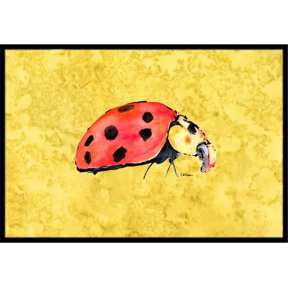 24 x 36 in. Lady Bug On Yellow Indoor Or Outdoor Doormat