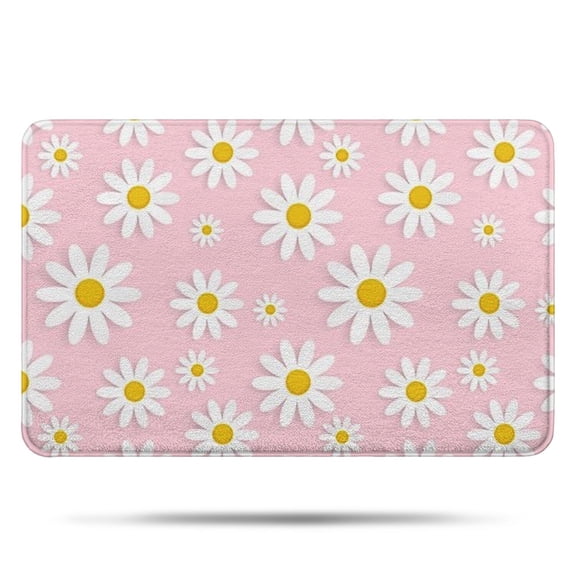 Pink Daisy Flower Yellow Centers Pattern Bathroom Rugs Mat,Non Slip Microfiber Bathroom Rug,Rubber Backing,Soft Bathroom Mats for Bathroom Floor,Tub and Shower,17x27in(43x68cm)