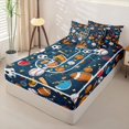 thumbnail image 2 of Homewish Kids Baseball Football Rugby Printed Zipper Full Size Comforter Sets with Fitted Sheet and 2 Pillowcases For Ball Games Lover,Monogrammed J Zipper Bedding Set,Navy Blue Reversible,4-Piece, 2 of 7