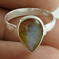 thumbnail image 3 of Labradorite Natural Gemstone Ring, Solid 925 Sterling Silver, Solitaire Ring, Blue Fire Labradorite Ring, Cocktail Ring, June Birthstone, Cabochon Pear Shape Ring, Gifts For Her (labradorite, 7), 3 of 5