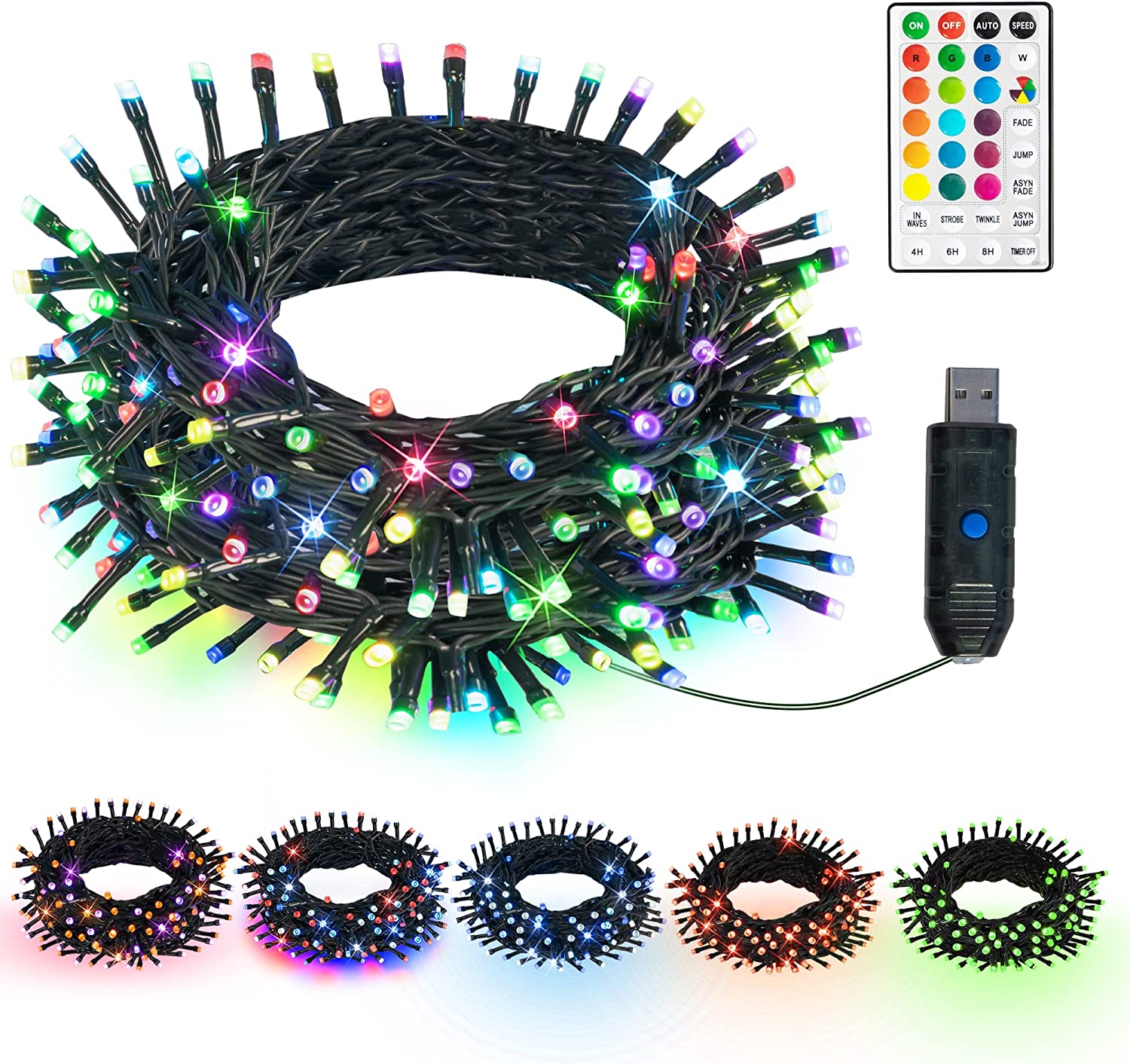 Color Changing Christmas Lights, 33ft 100 LED RGB String Lights with