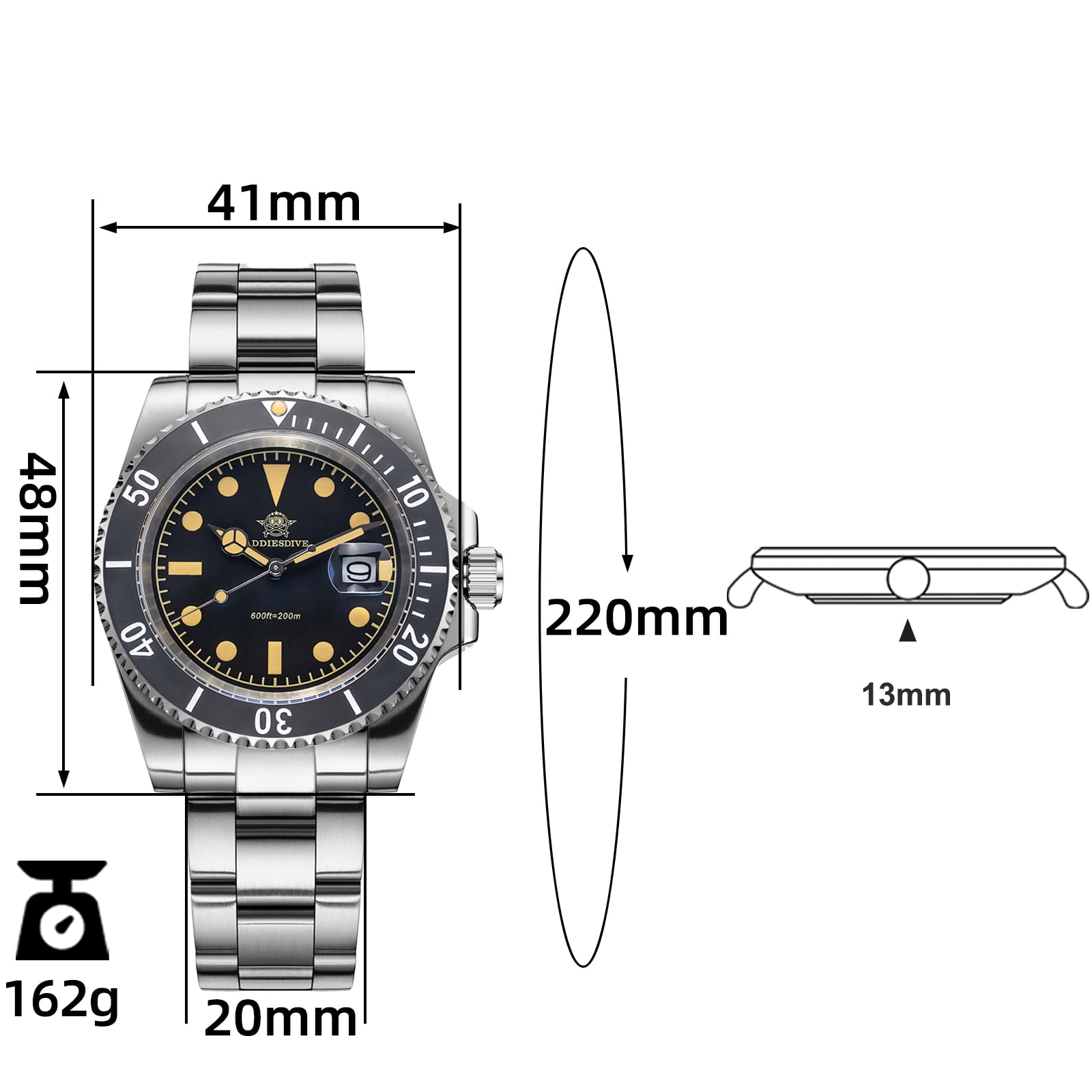 ADDIESDIVE Professional Diver Watch for Men 200M Waterproof, Ceramic Bezel, Japanese Quartz Movement,  Super Luminous Watch for Swimming & Diving