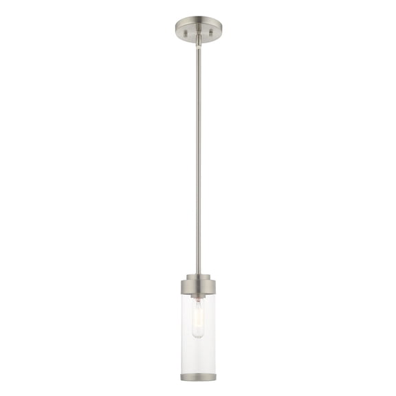 40470-91 Livex Lighting Hillcrest - 1 Light Mini Pendant in Coastal Style - 5.13 Inches wide by 19 Inches high-Brushed Nickel Finish    -Traditional