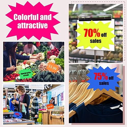 90 Pieces 5x6.6 Inch Yard Sale Price Stickers, Garage Sale Signs Starburst Price Signs Neon Sale Tags for Retail Poster Board Decorations Yard Garage Sale Supplies
