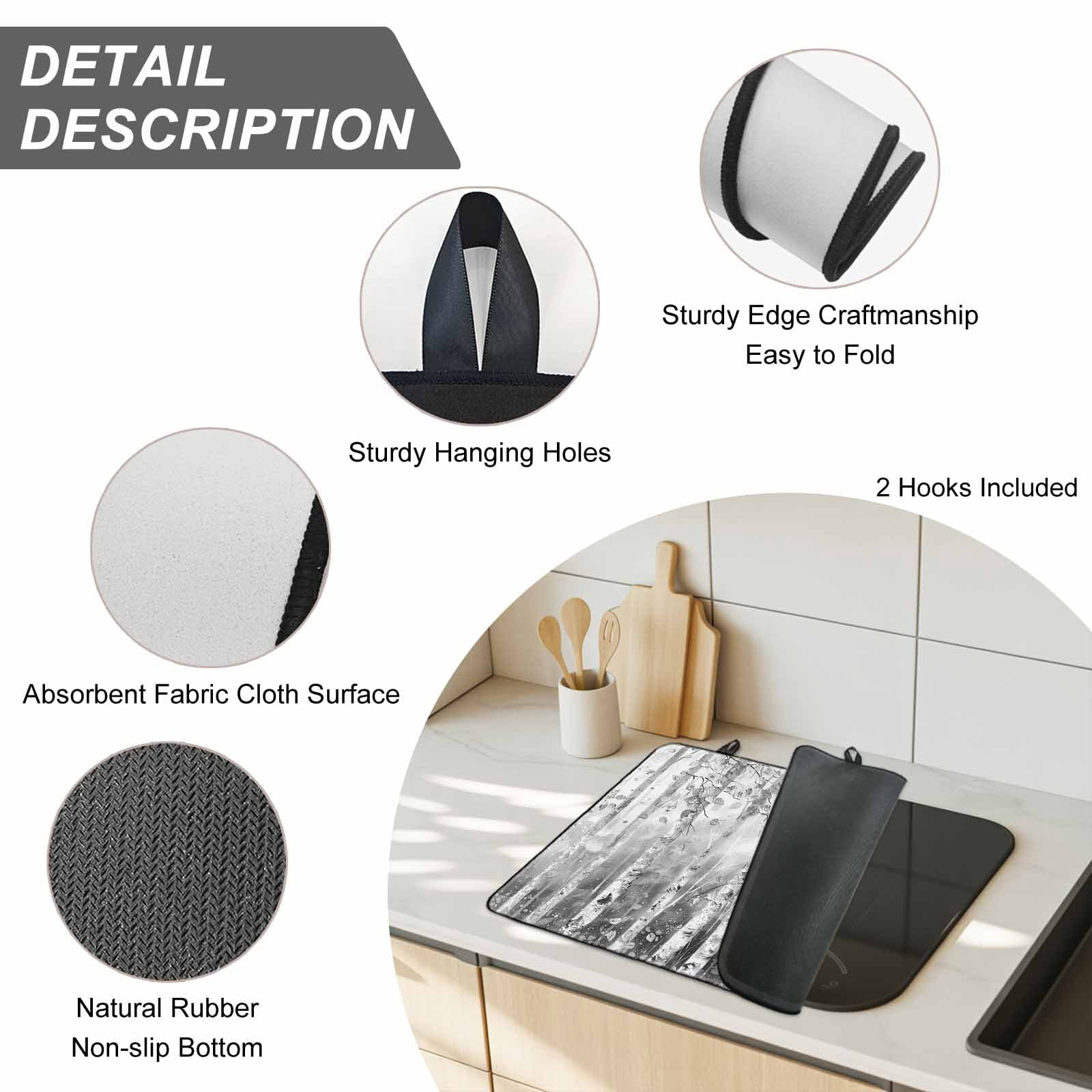 Grey Forest Stove Top Cover for Electric Stove, Heat-proof & Non Slip Glass Top Stove Cover Protector, Modern Oil Painting Art Kitchen Flat Cooktop Rubber Mat 24x21 Inches