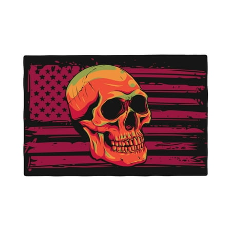 

Placemats Set of 4 Skull And Flag Usa Heat Resistant Non - Slip Place mats Waterproof table mat for Kitchen Dining-6片装
