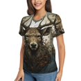 thumbnail image 2 of Womens Short Sleeve T Shirts Casual V Neck Tops Tee, Deer Antler Whitetail, 2 of 6