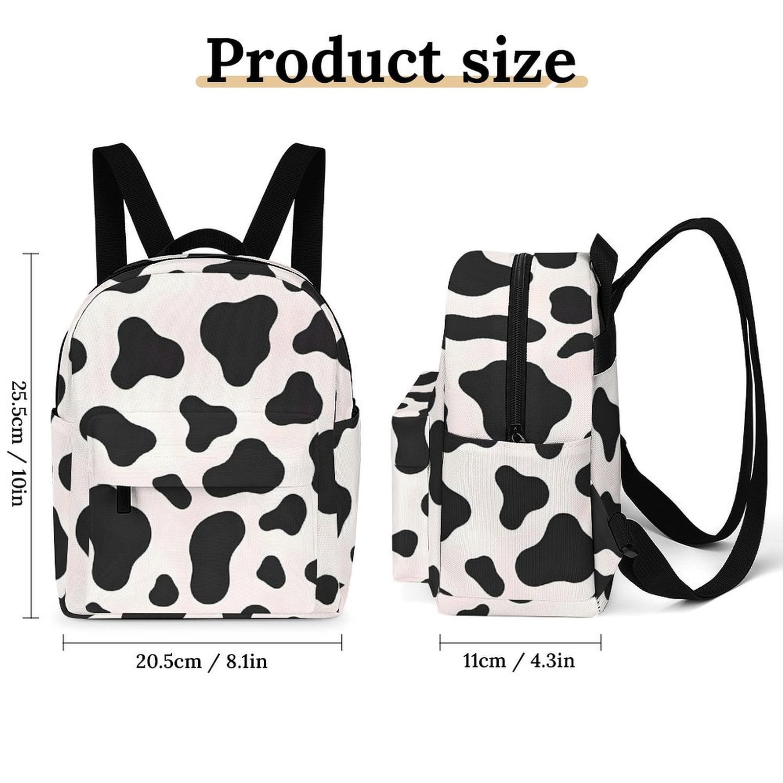 8.1×10in Casual Women'S Backpack With Anti-Contraction And Stretch For Sports Activities Travel Picnics Simple Cow-print Pattern1_4