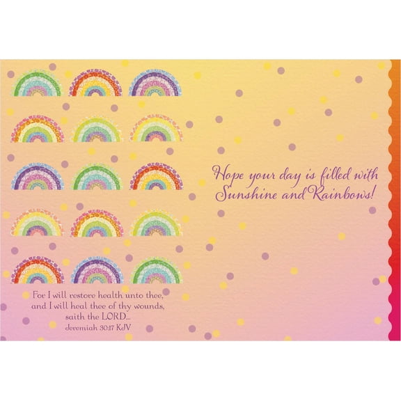 Shared Blessings Rainbow Get Well Soon 1 Count Faith-Based Greeting Card with Religious KJV Scripture, Jeremiah Bible Verse