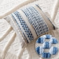 thumbnail image 2 of Fancy Homi 2 Pc Textured Chenille Throw Pillow Cover, 18x18 Inch, Boho  Sky Blue Striped Decorative Cushion Case for Couch Living Room Bed, 2 of 8