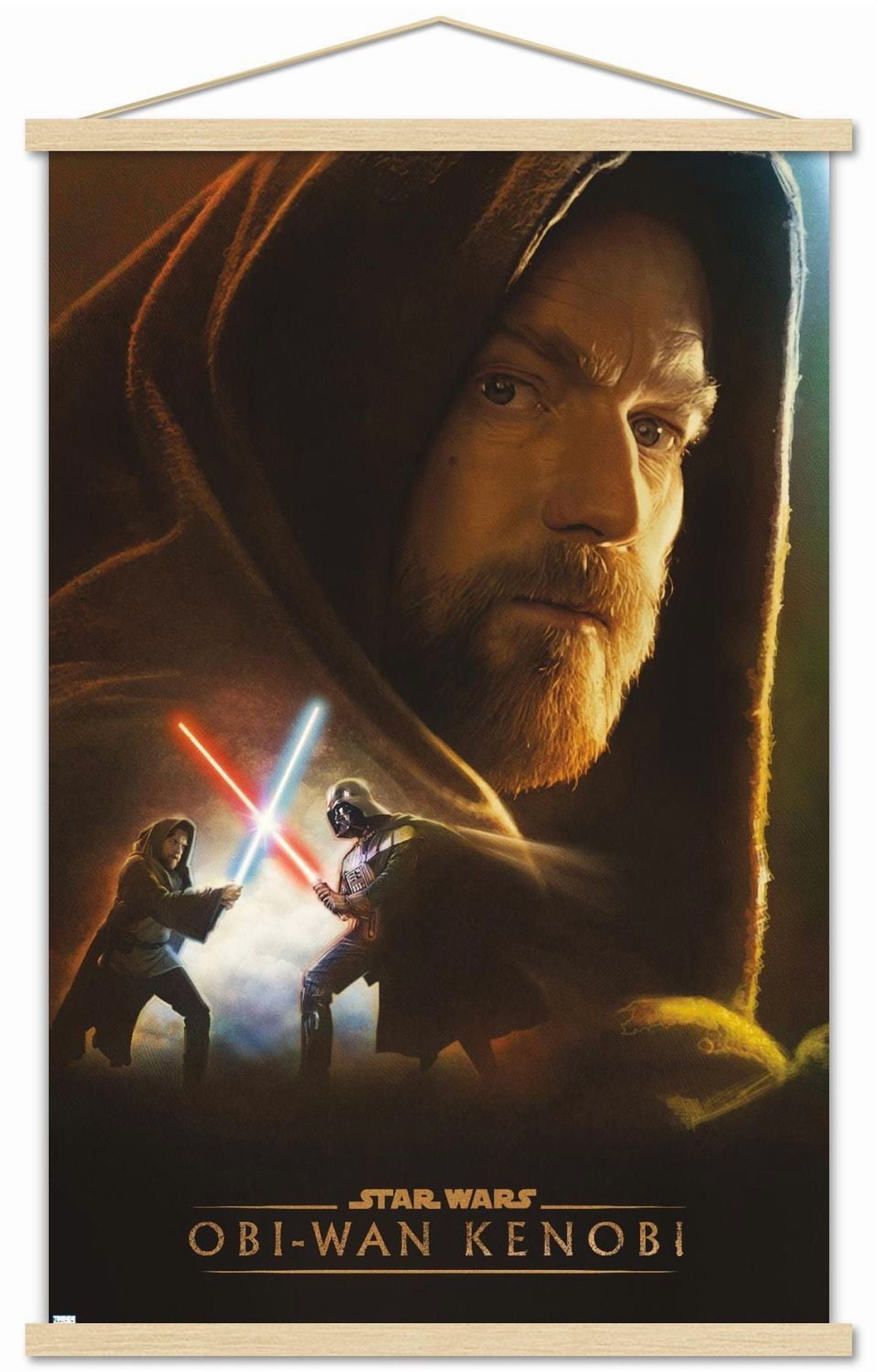 Star Wars: Obi-Wan Kenobi – Obi-Wan Collage 22.375" x 34" Wall Poster with Beechwood Magnetic Frame, by Trends International